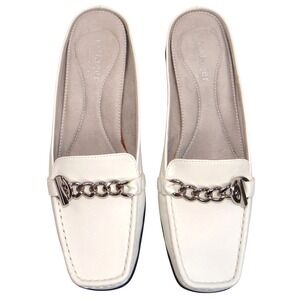 NIB Villager by Liz Claiborne Becky White Mules Loafers Shoes Women's Size 7.5 M